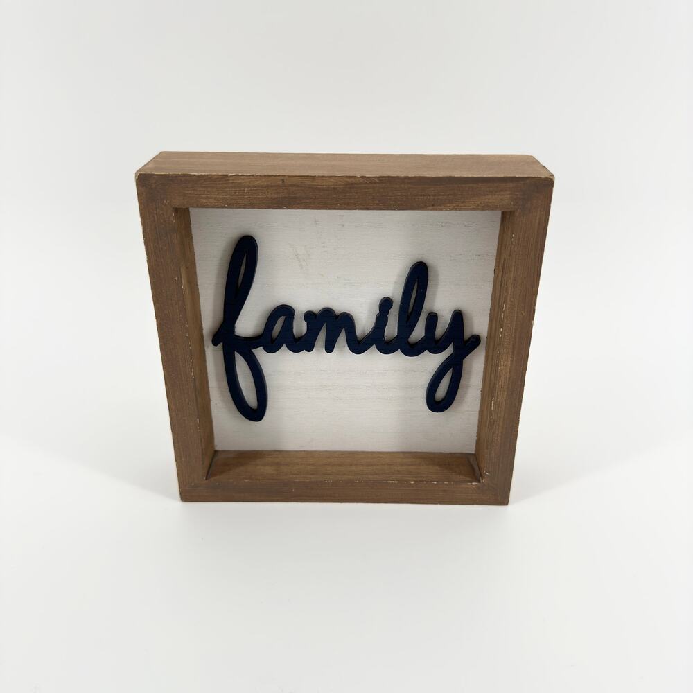 Tuscan Villa Decorative Plaque “Family” - Wooden Rustic Wall Decor - 6”x6”